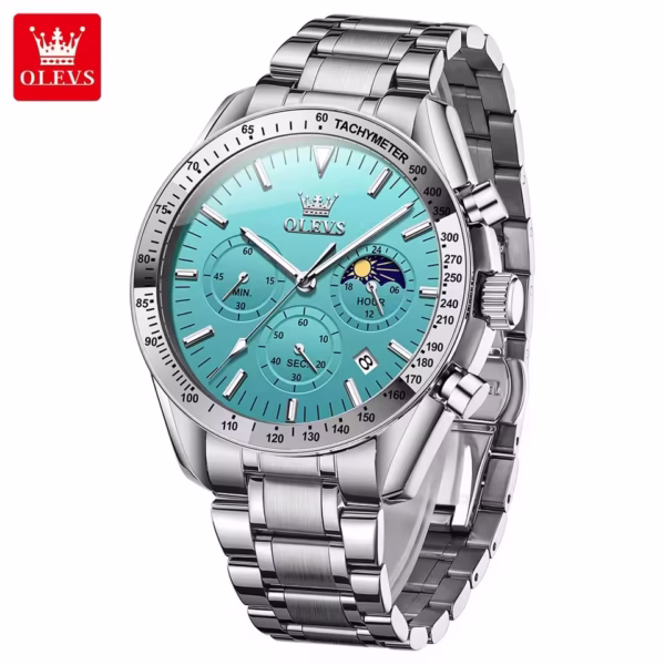 Olevs 3618 For Men - Silver Blue